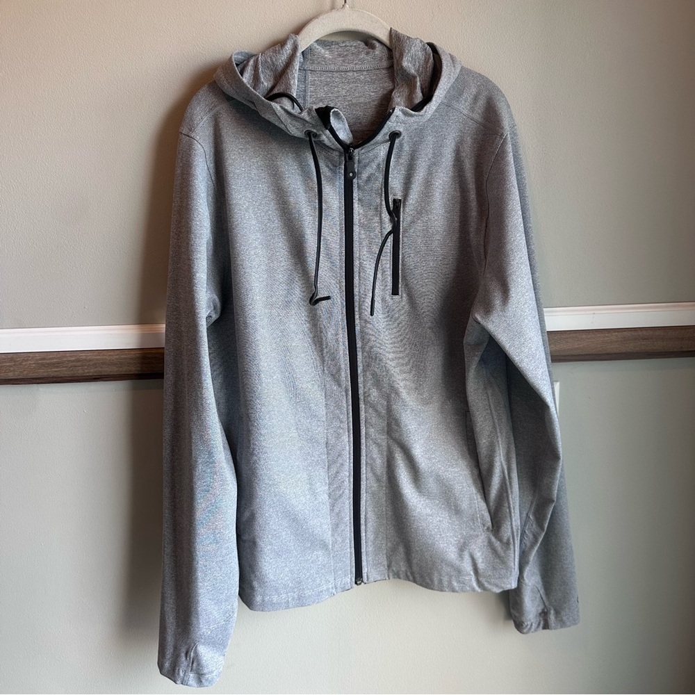 QOR Hooded Full Zip Athletic Stretch Jacket Long Sleeve Heather Gray​​